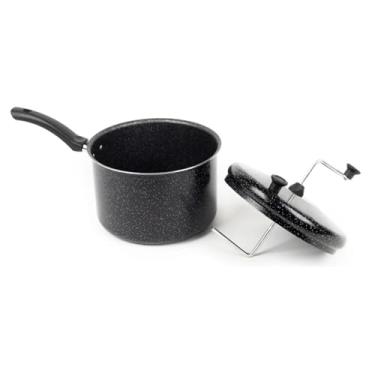 Imagem de Pipoqueira Antiaderente 20cm 4 Litros – Panela para Pipoca com Manivela, Tampa de Vidro, Cor Preta