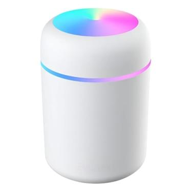 Imagem de Umidificador de Ar Difusor de Aromas Ultrassônico 300ml - Óleos Essenciais, Luz LED Luminaria, Bivolt - Silencioso e Portátil para Casa e Escritório (Branco)