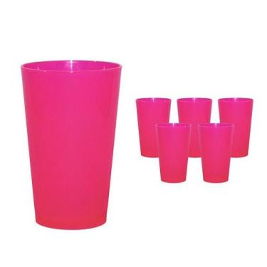 Imagem de Kit 6 Copos Cancun Rosa Neon 320Ml Plástico Premium - Bb Store