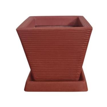 Imagem de Vaso De Planta Decorativo Polietileno 30X30 + Prato Cerâmica - Foster 