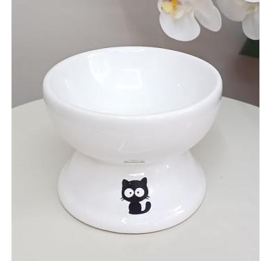 Imagem de kit 2 Comedouro Gato Luxo Bebedouro Cerâmica Função Cães Pratico Pet Orgânico(KIT 2 G/G BRANCO COMD BEBED)