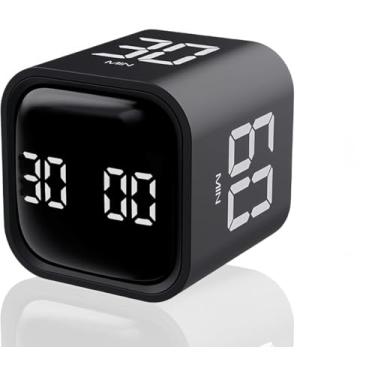 Imagem de Temporizador Pomodoro Rotativo Cube Timer, Temporizador Digital em Cubo, Preto