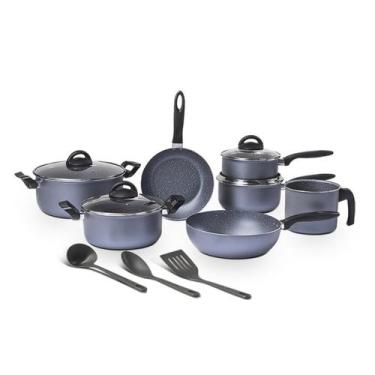 Imagem de Conjunto De Panelas Brinox 10 Peças Suprema Jeans Azul