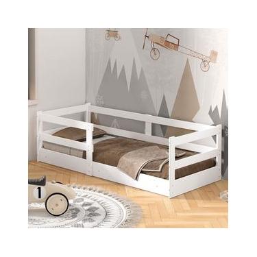 Imagem de Cama Infantil Barreto Cercadinho Popy com Grade de Proteção - Branco