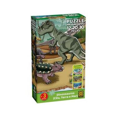 Imagem de Quebra-cabeça Progressivo Dinossauros - Céu, Terra e Mar