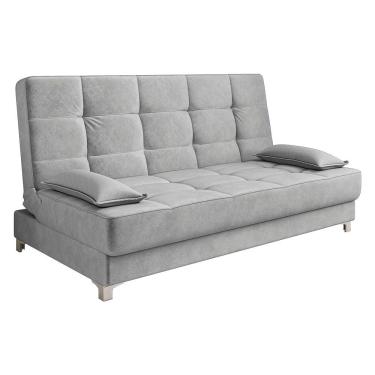 Imagem de Sofá Cama Equador 193 Cm Veludo Cinza Pés Plástico Cromado