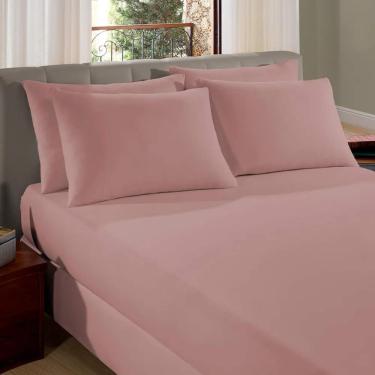 Imagem de Lençol De Elástico Malha Casal Liso Vivaldi 100% Algodão Rosa