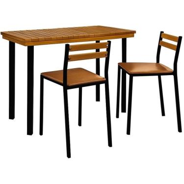 Imagem de Conjunto Sala De Jantar Moscou Com 2 Cadeiras Couro Marrom Metal Preto 1 M