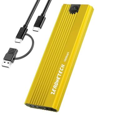 Imagem de Adaptador de gabinete SSD M.2 NVMe SATA amarelo sem ferramentas, USB 3.2 geração 2 USB C externo, M.2 NVMe SATA para leitor USB, suporta acabamento UASP para teclas M e B+M, tamanho 2230/2242/2260