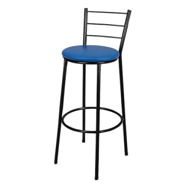 Imagem de Banqueta Alta Banco Bistro Desmontavel Preto para Balcao Cozinha Área Gourmet 90 cm Altura (AZUL)