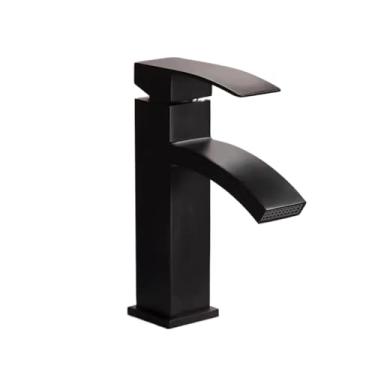 Imagem de Torneira Banheiro quadrada Inox 304 preta quente e fria torneira de armário de banheiro prata, Monocomando para Água Quente e Fria, Design Moderno(Preto)