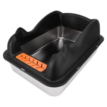 Imagem de Caixa de Areia de Aço Inoxidável Fechada, Bandeja de Ninhada de Metal de Alta Lados Com Colher de Lixo, Não Pegajosa, Anti-pulso, Fácil de Limpeza, Caixa de Areia de Metal Grande