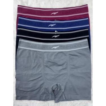 Imagem de Kit 4 Cueca Boxer Plus Size Zee Rucci Poliamida Sem Costura Cor:Preta/