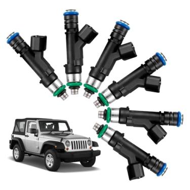 Imagem de 0280158119 Conjunto de 6 injetores de combustível atualizados compatíveis com Jeep Wrangler, Dodge Grand Caravan, Chrysler Town & Country, Routan 2007-2010 3,3/3,8L Kit de injetor de combustível OE