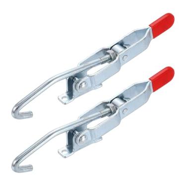 Imagem de HARFINGTON 2 peças 452 Grampos de trava de alternância M6 x 45 mm 170 kg Capacidade de retenção ajustáveis Travas de tração de liberação rápida Grampos de ferrolho de ferro galvanizado para tampa de