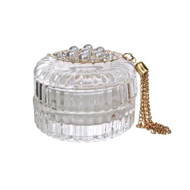 Imagem de Castiçal Em Vidro Com Tampa E Pendente 4,8Cm