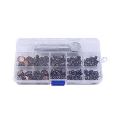 Imagem de Prendedores de pressão de latão antigo Popper Press Stud Botões 30 conjuntos 15mm Fixadores de metal duráveis ​​para roupas artesanais de couro Bolsas Jaquetas Jeans Artesanato DIY