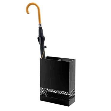 Imagem de YYBOES Suporte de guarda-chuva para corredor, suporte de guarda-chuva interno vazado, suporte de guarda-chuva de canas/caminhada, suporte de guarda-chuva portátil de secagem rápida, metal, 30 x 13 x