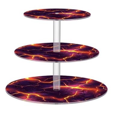 Imagem de CEBUGI Suporte de cupcake de 3 camadas, brilhante, brilhante, redondo, suporte de bolo, bandeja de servir em camadas de acrílico para festas de chá, chá de bebê, casamento e mais