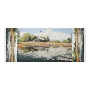 Imagem de Wassud Capas de lavadora e secadora de madeira, protetor de lavadora com sacos de armazenamento, capa de geladeira à prova de poeira com bolsos para lavanderia doméstica, cozinha, 120 x 55 cm