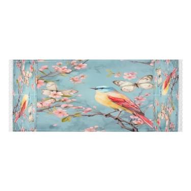 Imagem de Wassud Bird in Cherry Blossom Capas de lavadora e secadora, protetor de lavadora com sacos de armazenamento, capa de geladeira à prova de poeira com bolsos para lavanderia doméstica, cozinha, 120 x 55