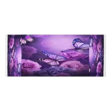 Imagem de Wassud Capas de lavadora e secadora de borboleta roxa, protetor de lavadora com sacos de armazenamento, capa de geladeira à prova de poeira com bolsos para lavanderia doméstica, cozinha, 120 x 55 cm