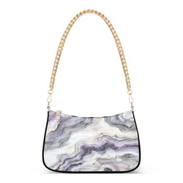 Imagem de CEBUGI Bolsas transversais femininas bolsa de ombro padrão mármore bolsa clutch elegante com alça de corrente