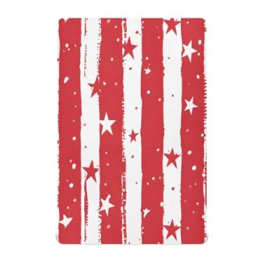 Imagem de CEBUGI Lençol de berço elástico para bebês, meninos, meninas, com listras estrelas, portátil, pacote N Play, lençol com elástico para crianças, material neutro, ultra macio, colchão infantil padrão