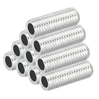 Imagem de Tubo de lâmpada de aço carbono com rosca M8, conjunto de 10 25 mm/0,98 pol. Adaptador de rosca de tubo oco para fixadores para lâmpadas, candelabro, luz de teto, DIY, revestimento de zinco branco