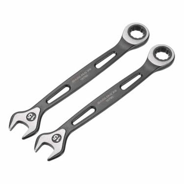 Imagem de HARFINGTON 2 chaves de catraca de 15 mm métrico 12 pontos CR-V eletroforese caixa dupla chave catraca aberta com 72 dentes 5° Swing ferramenta de grau industrial para reparo