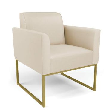Imagem de Poltrona Base Industrial Dourado Marisa Corino Bege D03 - D'rossi