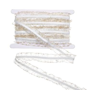 Imagem de letsinstyle 10 metros 0,98 polegadas plissado babados organza rendas, borda de renda branca elástico reunir folhos fita, enfeites de tecido para enfeite de vestido de casamento DIY aplique de costura