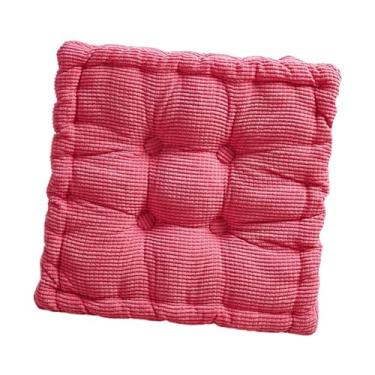 Imagem de KiBcsLic Almofada em formato de biscoito, confortável, macia e simples, para cadeira ou chão, ideal para sala de estar ou escritório, Rosa Vermelha