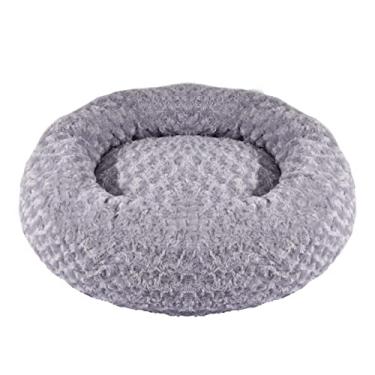 Imagem de Cama para cachorro calmante anti ansiedade Lavável redonda gato com zíper removível de pelúcia pet cães grandes médios pequenos gatos animais estimação Recheio algodão PP macio Fundo ponto PVC PV Flee