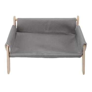 Imagem de Sofá elevado para gatos Sofá-cama para gatos de madeira, suporte estável e confortável, estilo rede aconchegante, móveis multifuncionais para gatos internos, decoração de casa (Cinza)