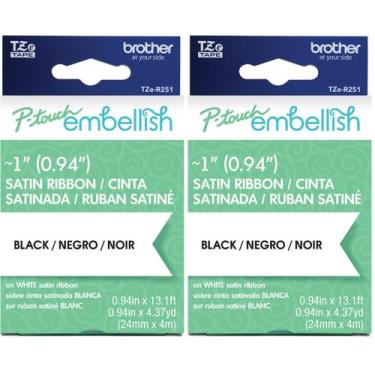 Imagem de Fita Brother P-Touch Embellish TZE-R251 preta sobre branco