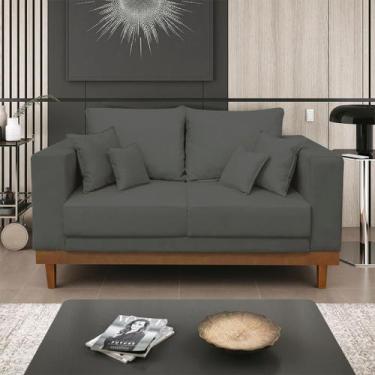 Imagem de Sofá Living 2 Lugares Suede Resistente Madeira + Almofadas - Balaqui D