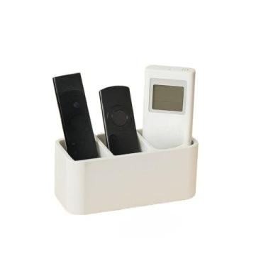 Imagem de Porta Controle Remoto Material Pla Robusto Com TrêS Compartimentos de Armazenamento Adequado para Controles Remotos de TelevisãO e Ar Condicionado(BRANCO)