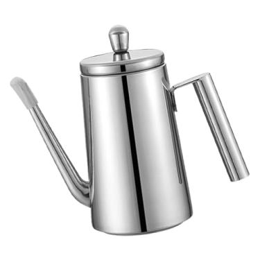 Imagem de KiBcsLic Dispensador de óleo em aço inoxidável, recipiente para armazenamento de óleo com bico longo e estreito e alça, multiuso para churrasco, uso doméstico, 700ml Alça de aço