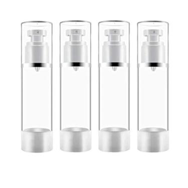 Imagem de Clear Airless Cosmetic Cream Pump,Empty Plastic Travel Lotion Dispenser Airless Pump Vacuum Container for Shampoo,Liquid Foundation,Face Cream-Pack of 4 (50ml/1.7 Qunce)