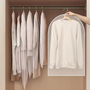 Imagem de Sacos de vestuário transparentes com fecho de correr laváveis e respiráveis capas de roupa para ternos vestidos casacos para armazenamento de armário e proteção de viagem, branco, 120 cm