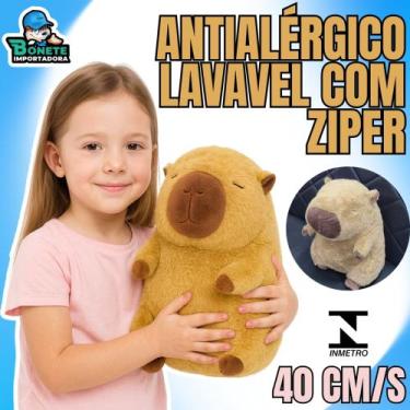 Imagem de Capivara de Pelúcia 40cm Antialérgica Lavável com Zíper - Toy King
