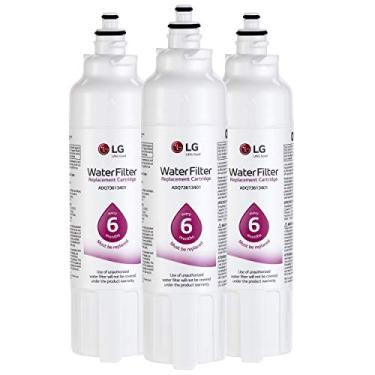 Imagem de LG LT800P3 Filtro de água de refrigerador de substituição de 6 meses/200 galões, 3 unidades (pacote com 1), branco