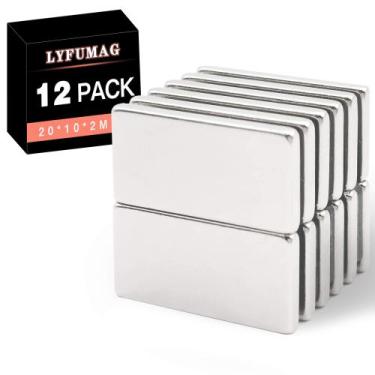 Imagem de Ímãs de neodímio LYFUMAG 20x10x2mm, pacote com 12 unidades para gelade