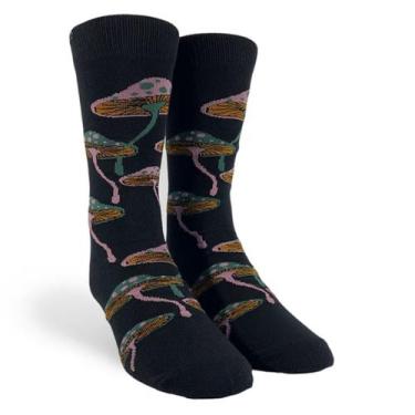 Imagem de Meia Casual Norden Cogumelos Preta Cano Alto