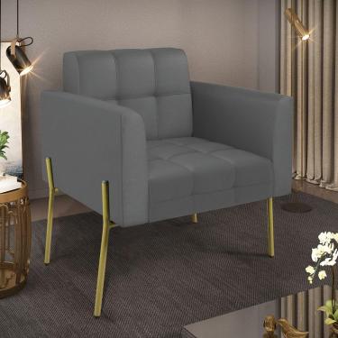 Imagem de Poltrona Pé De Ferro Dourado Para Sala Elisa Corino Grafite D03 - D'rossi