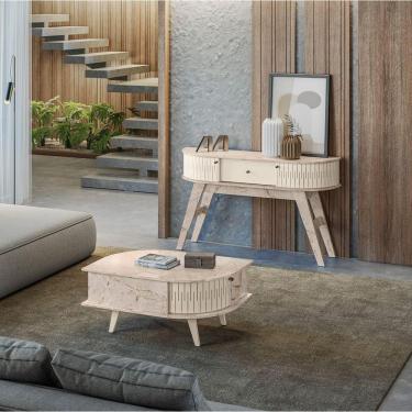 Imagem de Aparador Sala De Estar Fiorano E Mesa De Centro Narvelli Calacata-off White M20 - D'rossi