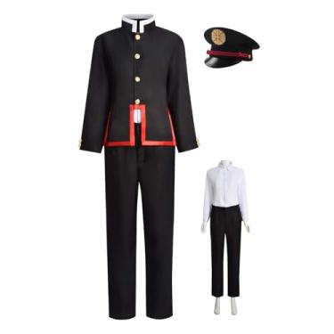 Imagem de Kaziuoi Women Men Hanako Kun Costume with Hat Suit Nene Cosplay Shool Uniform Halloween Outfits (Black, X-Large)