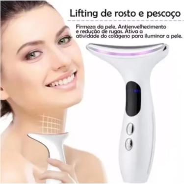 Imagem de Massageador Facial LED Profissional, Aparelho de Lifting para Rosto e Pescoço, 3 Modos com EMS, Vibração e Terapia de Luz, Anti-Envelhecimento e Firmeza da Pele