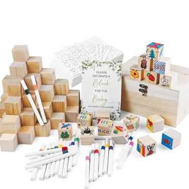 Imagem de Eikovia Conjunto de 93 peças de atividades para chá de bebê – 78 cartões de sinalização de jogos de chá de bebê e 15 estênceis reutilizáveis para decoração de festa personalizada – Revelar decorações